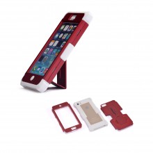 Walleva Red Shock Resistant+Stand Case For iPhone 5